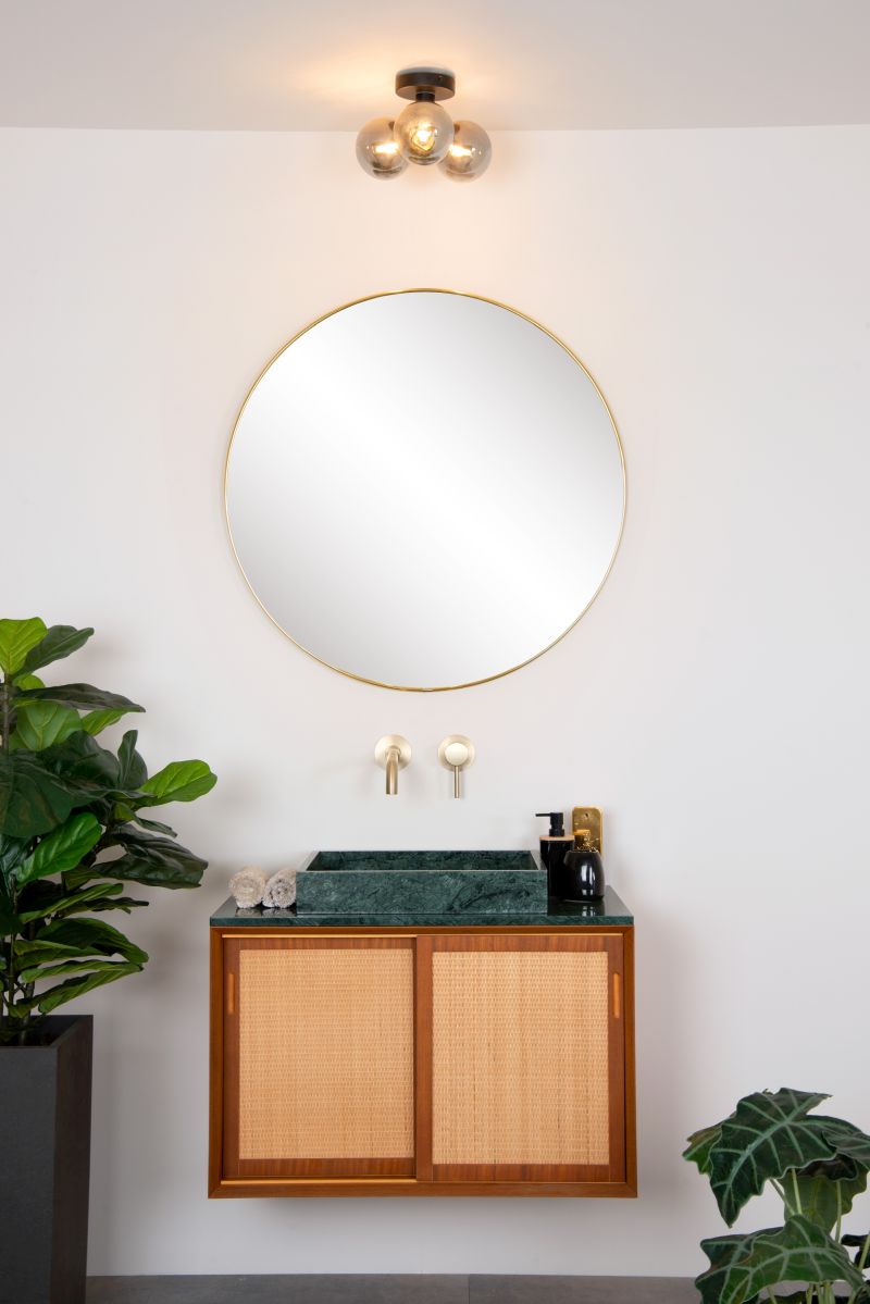 Lucide TRUDY - Zapustené stropné svietidlo Kúpeľňa - Ø 28 cm - 3xG9 - IP44 - Čierna